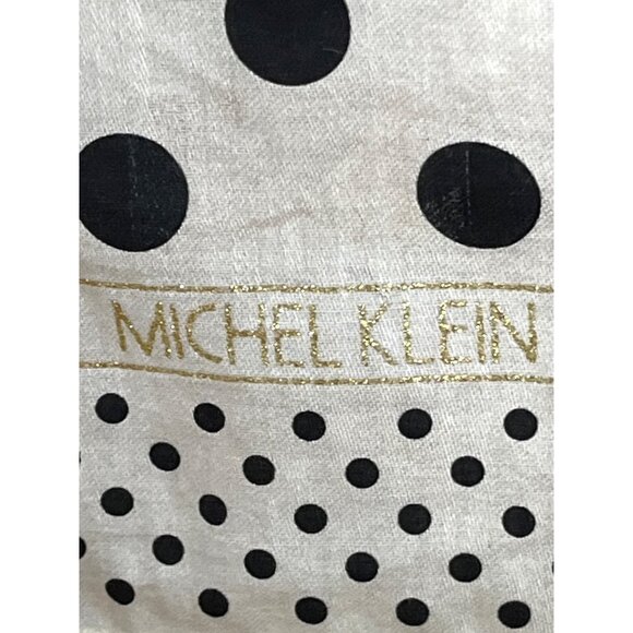 Michel Klein Scarf White Black Polka Dot 19" Square Kerchief Classic Unisex - Picture 3 of 9